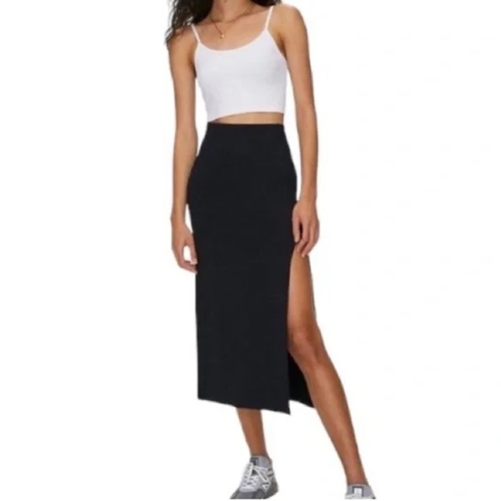 Wilfred Free Meridian side slit skirt in black